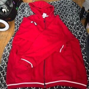 Pepe Jeans London Mens 3XL Red Full Zip Hoodie Athletics 73 Embroidered Logo